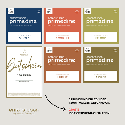 Primedine 2026 Collection: Alle 5 Termine + Gratis 150€ Wertgutschein